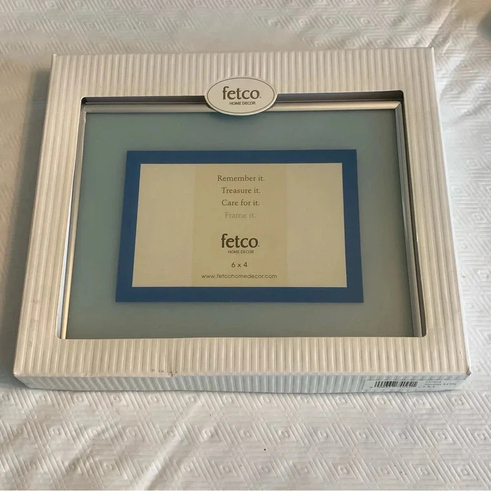Vintage Fetco MCM Blue Silver Trim 6x4 Picture Frame NEW in Box! Baby Boy - Picture 2 of 6